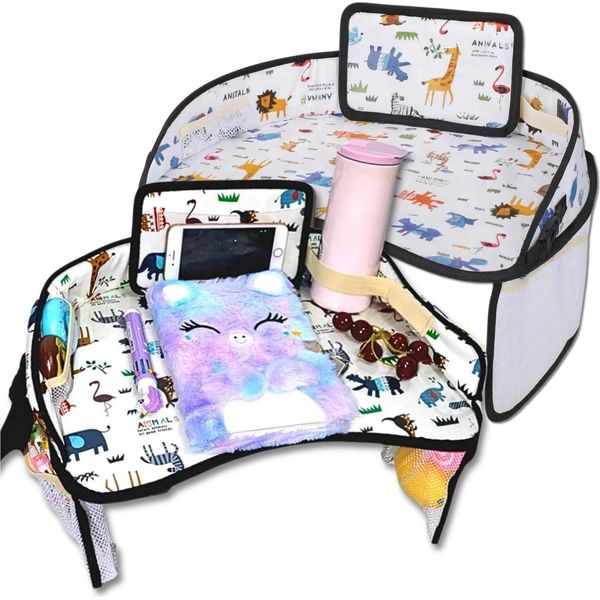 Edibazzar | Tavolino Da Viaggio Per Bambini Con Organizer Colorato Per Auto E Scomparto Per Tablet-image
