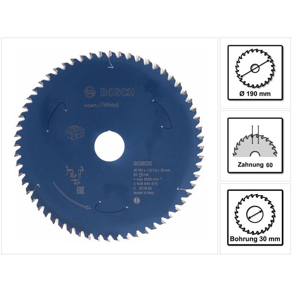 Bosch Expert For Wood - KreissäGeblatt - FüR Holz - 190 Mm - 60 ZäHne-image
