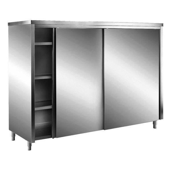 Armadio Saro 1000X600X2140Mm Con 2 Porte Scorrevoli In Acciaio Inox-image