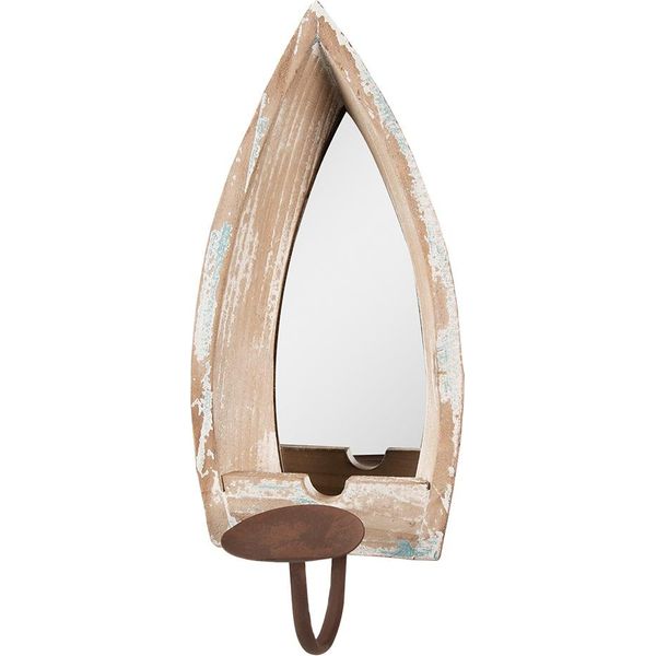 Specchio Clayre & Eef 15X17X36 Cm Legno Beige-image