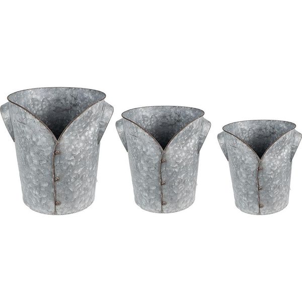 Portapiante Clayre & Eef Ø 25X28 Cm In Metallo Grigio-image