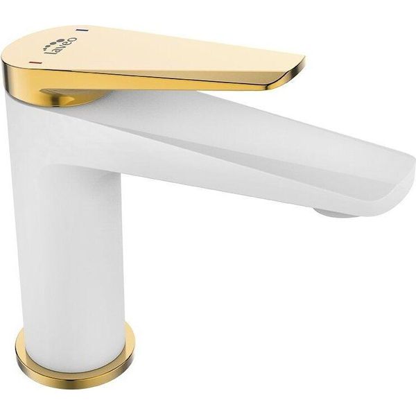 Miscelatore Per Lavabo Domodomo Bianco-Oro Miscelatore Monocomando Per Lavabo Con Click-Clack Rubio-image