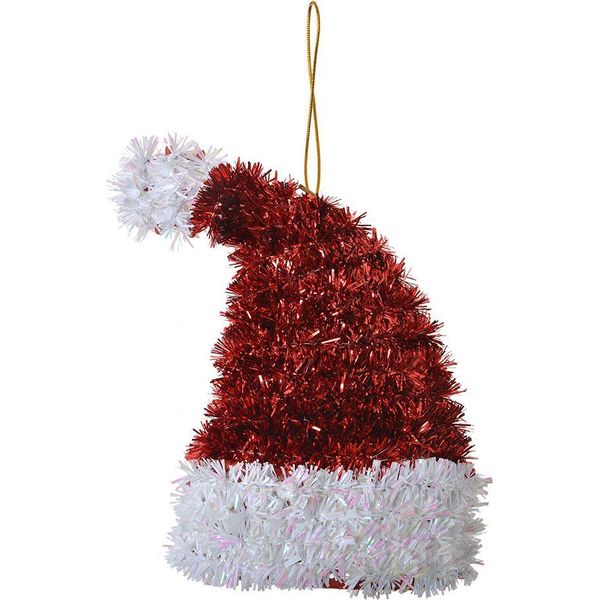 Targhetta Natalizia Clayre & Eef Cappello Di Natale 13 Cm In Plastica Rossa-image