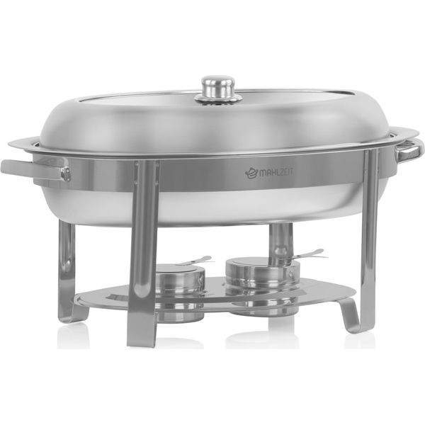 Chafing Dish Ovale In Acciaio Inox Da 5 Litri Con Finestra Di Visualizzazione, Scaldavivande Per Catering A Buffet-image
