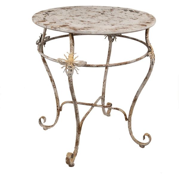 Clayre & Eef Tavolo Bistro Ø 69X76 Cm Metallo Bianco Marrone-image