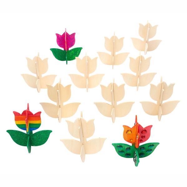 Colorations - Crea E Decora Il Tuo Tulipano Di Legno, Set Di 12 Pezzi-image