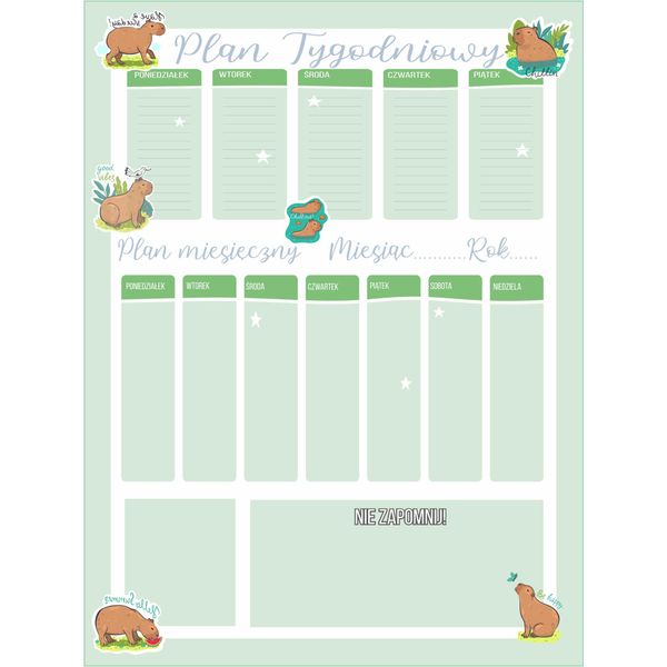 Agenda Magnetica Per Il Frigorifero Capibara Per Bambini + Penna Calendario-image