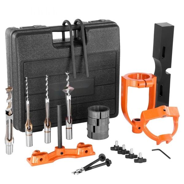 Set Per La Lavorazione Del Legno - Utensile Per Mortasatura E Tenonatura - 4 Trapani Modello - Scalpello Per Fori Quadrati - Set Di Posizionamento Per Trapano Da Tavolo - 5 Bussole - Trapano Per Mortasatura E Tenonatura Per La Lavorazione Del Legno.-image