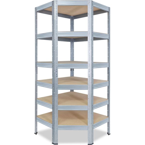 Shelfplaza Pro 200X90X60 Cm Scaffale Angolare In Zincato Con 6 Ripiani E 166 Kg Di Portata Per Ripiano-image