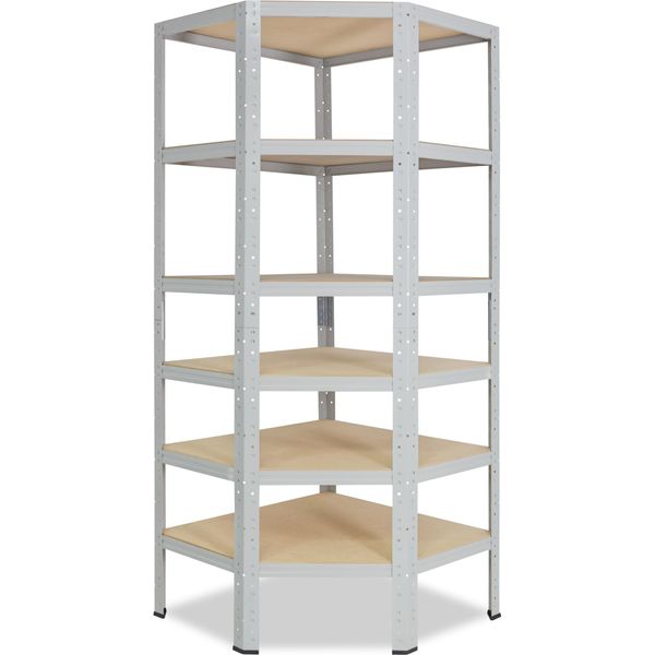Shelfplaza Office 200X80X50 Cm Scaffale Angolare In Grigio Chiaro Con 6 Ripiani E 145 Kg Di Portata Per Ripiano-image