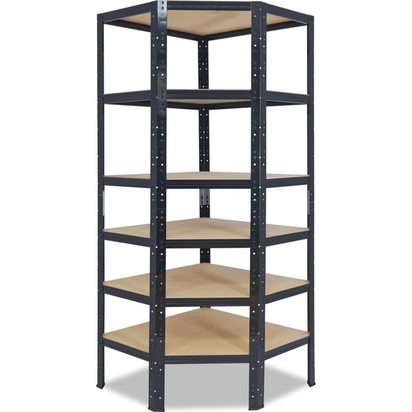 Shelfplaza Black 230X70X40 Cm Scaffale Angolare In Nero Con 6 Ripiani E 145 Kg Di Portata Per Ripiano-image