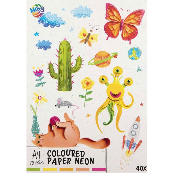 Gruppo Creativo Di Bricolage, Carta Colorata, Fluoro A4, 40 Fogli, 5 Colori-image