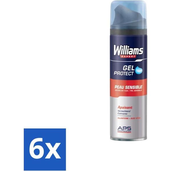 Williams Expert Gel Da Barba Per Pelli Sensibili - 200 Ml - Confezione Risparmio - 6 Pezzi-image