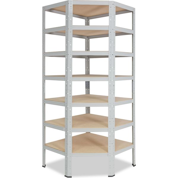 Shelfplaza Office 230X80X50 Cm Scaffale Angolare In Grigio Chiaro Con 7 Ripiani E 125 Kg Di Portata Per Ripiano-image
