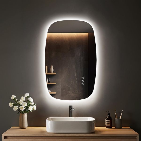 S'afielina 95×60 Cm Specchio Da Parete Led - Specchio Da Bagno Con Illuminazione, Vetro Hd, Dimmerabile, Led A 3 Colori, Antiappannamento, Appendibile In Orizzontale E In Verticale-image