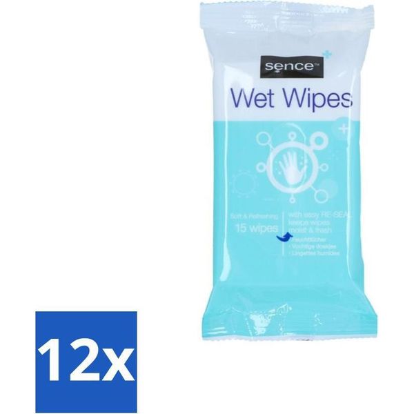 Sence – Salviette Umidificate – Confezione Richiudibile – 15 Salviette - Confezione Risparmio - 12 Pezzi-image