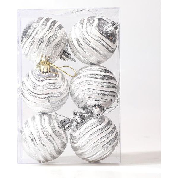 Inf Palline Di Natale Con Motivo Zebra, 6 Cm - Set Da 6, Decorazioni Festive D'argento-image