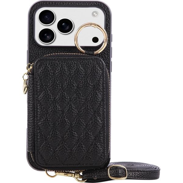 Inf Elegante Custodia A Tracolla Inpoliuretanocon Texture Litchi Per Iphone 17 Pro Air-image