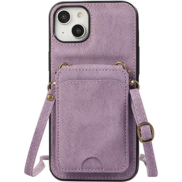 Inf Custodia 3-In-1 In Finto Cuoio Viola Per Iphone 17 Pro Con Porta Carte E Tracolla-image