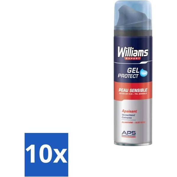 Williams Expert Gel Da Barba Per Pelli Sensibili - 200 Ml - Confezione Risparmio - 10 Pezzi-image