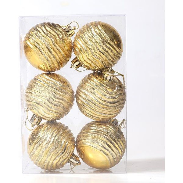 Inf Palline Di Natale Con Motivo Zebra, 6 Cm - Set Da 6, Decorazioni Festive Oro-image