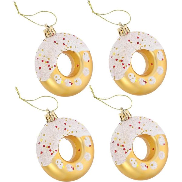 Inf Decorazioni Natalizie A Forma Di Ciambella - Set Da 4 Decorazioni Festive Oro-image