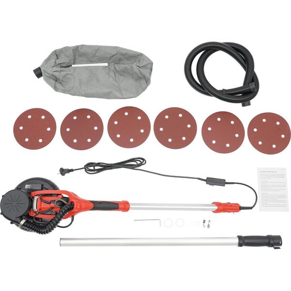 Levigatrice Per Cartongesso - Levigatrice Per Muri - 750 W - 800-1800 Giri/Min - Velocità Regolabile - Luce Led - Per Stucco - Rosso-image
