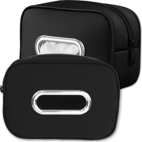 Edibazzar | Custodia Per Fazzoletti Nera, Elegante Organizer In Ecopelle Per L'auto-image