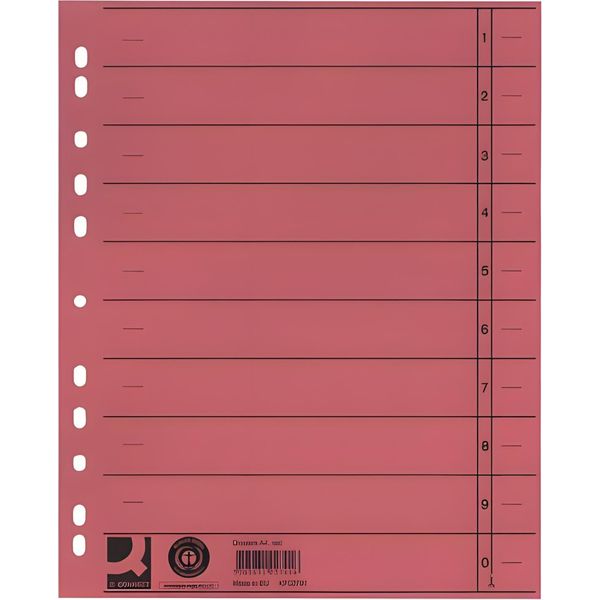 Q-Connect® KF02791 Fogli Divisori Colorati Passanti - A4 Extra-Large, Rosso, 100 Pezzi-image