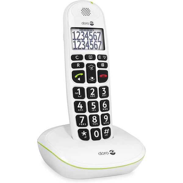 Doro Phoneeasy 110 - Telefono Cordless Con Visualizzazione Del Chiamante/Funzione Di Avviso Di Chiamata - Dect\Gap - Bianco (380107)-image