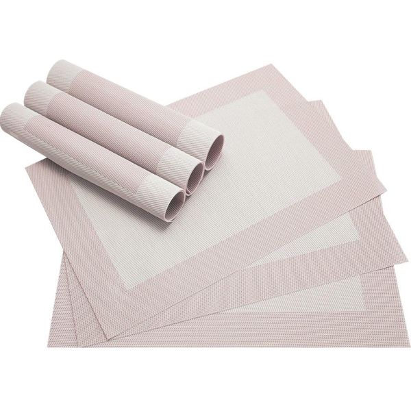 Tovaglietta Borda Set Di 6 Tovagliette In Plastica Intrecciata Bianco Panna 45X30 Cm Lavabile-image