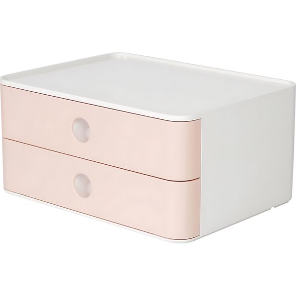Han 1120-86 SMART-BOX Allison Cassettiera - Impilabile, 2 Cassetti, Bianco Neve/Rosa Fenicottero-image