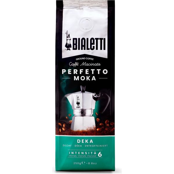 Bialetti Perfetto Moka Decaffeinato 250 G, 250 G, Tostatura Media, Caffè, 40% Arabica, 60% Robusto, Sacchetto-image