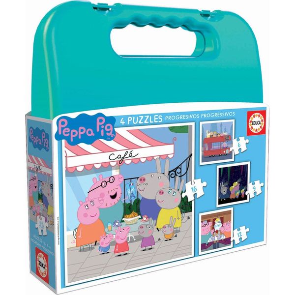 Educa Valigia Progressiva, Puzzle Per Bambini Di Peppa Pig Con 6, 9, 12 E 16 Pezzi, Colori Assortiti (18112) Educa-image