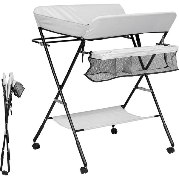 Jopassy Fasciatoio Vasca Da Bagno Altezza Regolabile Fasciatoio Pieghevole Altezza Regolabile Con Supporto Con Ruote Bloccabili Cintura Di Sicurezza-image