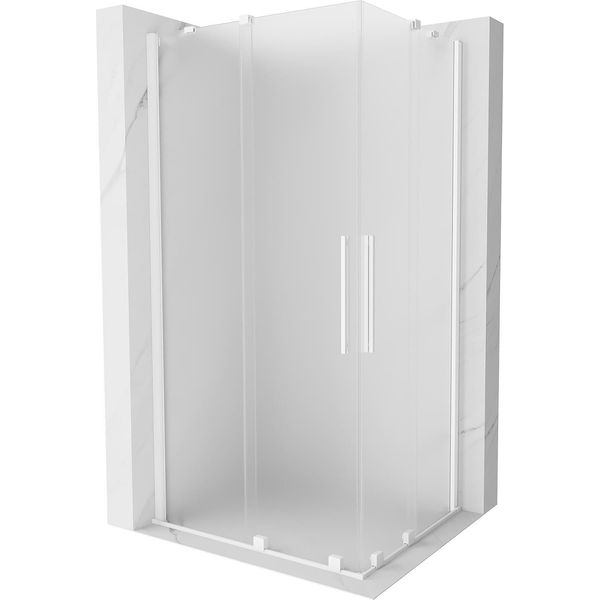 Mexen Velar Duo Cabina Doccia Scorrevole 90 X 80 Cm, Smerigliata, Bianca - 871-090-080-32-20-image