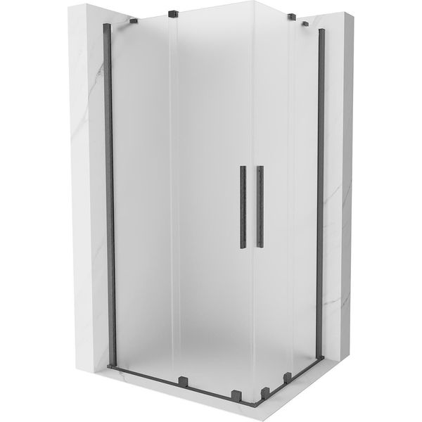 Mexen Velar Duo Cabina Doccia Scorrevole 100 X 90 Cm, Smerigliato, Grigio Canna Di Fucile Spazzolato - 871-100-090-32-66-image