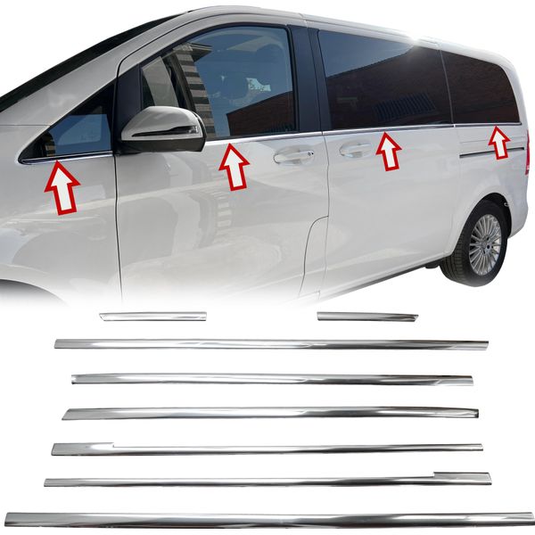 Acciaio Inox Barre Finestrino Cromo Per Vw Touran 1T1 1T2 2003-2010 8TLG Set-image