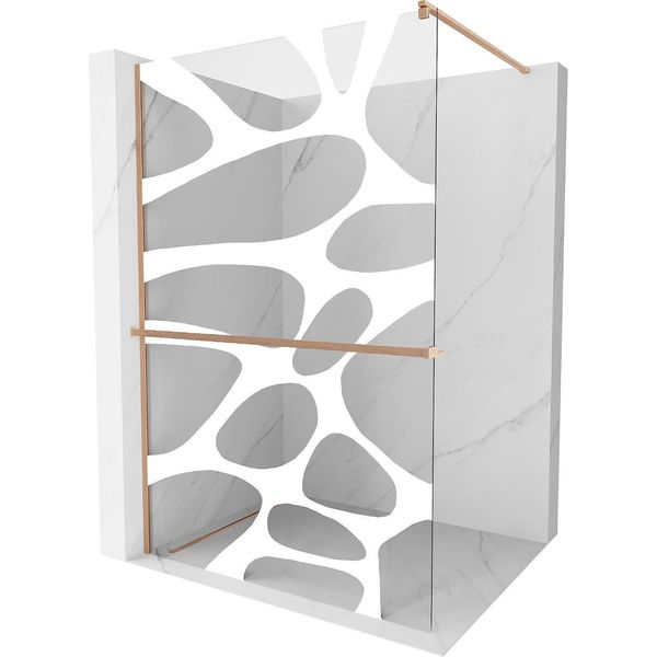 Mexen Kioto+ Parete Doccia Con Mensola Walk-In 110 X 200 Cm, Onda Bianca, Rame Spazzolato - 800-110-121-65-97-image