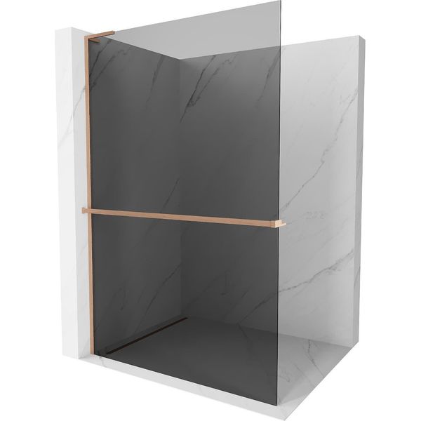 Mexen Kioto+ L Parete Doccia Con Ripiano Walk-In 120 X 200 Cm, Grafite, Rame Spazzolato - 800-120-123-65-40-image