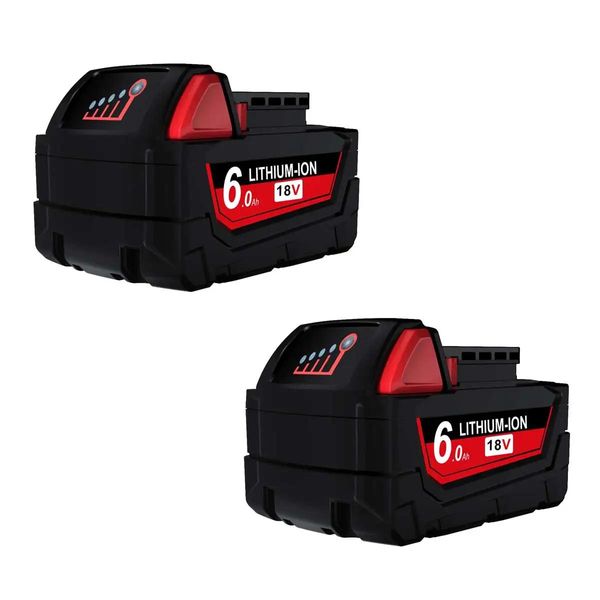 Batteria Agli Ioni Di Litio Da 18 V, Capacità 6000 Mah, Design Ricaricabile, 18 V, Confezione Da 2 Pezzi 6,0 Ah-image