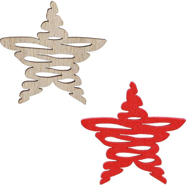 Decorazioni Natalizie A Forma Di Stella In Legno Rosso Naturale 72 Pezzi Decorazioni Sparse Da 4 Cm, 72 Pezzi-image