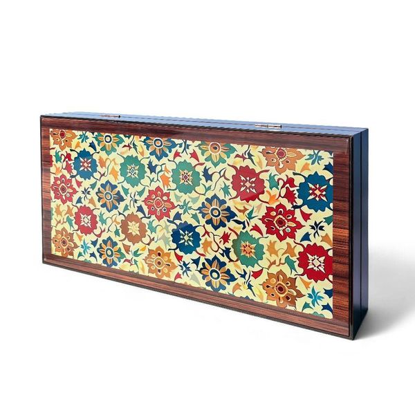 Biggdesign Bloom Backgammon Classico, Corpo In Mdf, Chiusura Magnetica, Superficie Antigraffio, Pedine Da 36 Mm, Dadi Da 9 Mm, TüRkiye-image