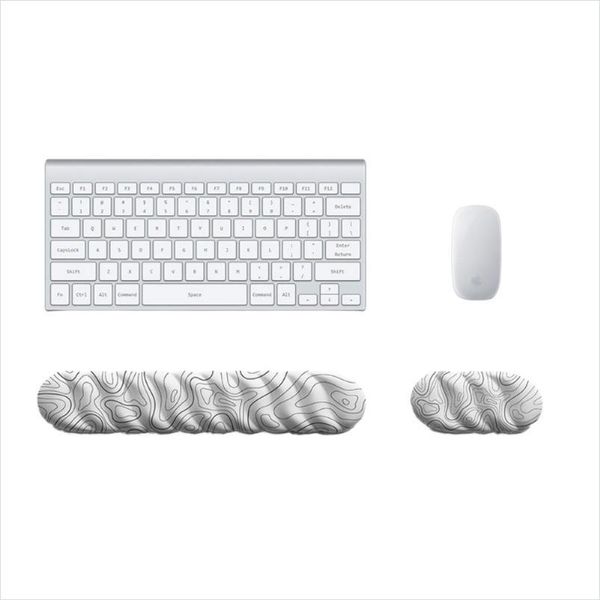 Inf Set Ergonomico Poggiapolsi Tastiera E Mouse Per Sollievo Affaticamento Nero Bianco-image