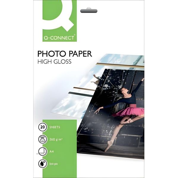 Q-Connect® KF02163 Carta Fotografica A Getto D'inchiostro - A4, Lucida, 260 G/M², 20 Fogli-image