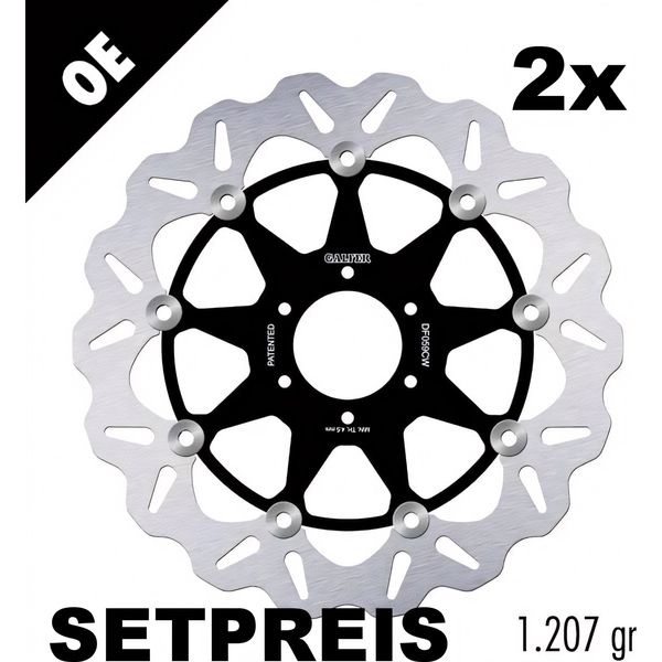 Set Di Dischi Freno Galfer 2X DF059CW Wave® Flottante Anteriore 296X5Mm Per Honda Cb F Hornet 600 Ccm Anno 1998 - 1999-image