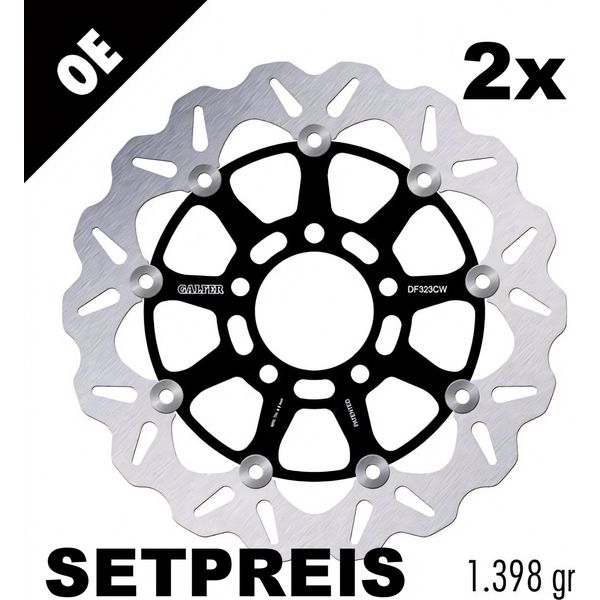 Set Di Dischi Freno Galfer 2X DF323CW Wave® Flottante Anteriore 310X5Mm Per Kawasaki Klv, Suzuki Dl V-Strom Sv S Abs 650 / 1000 Ccm Anno 2002 - 2013-image