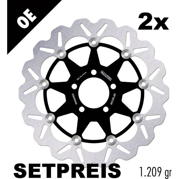 Set Di Dischi Freno Galfer 2X DF167CW Wave® Flottante Anteriore 300X5Mm Per Kawasaki Gpz R Zzr Zr Zephyr ZX-12 Z Abs 250 - 1200 Ccm Anno 1989 - 2008-image