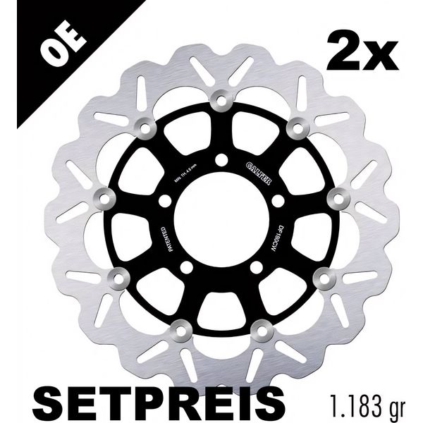 Set Di Dischi Freno Galfer 2X DF180CW Wave® Flottanti Anteriori 280X5Mm Per Kawasaki ZX-6R 600 / 636 Ccm Anno 2003 - 2004-image