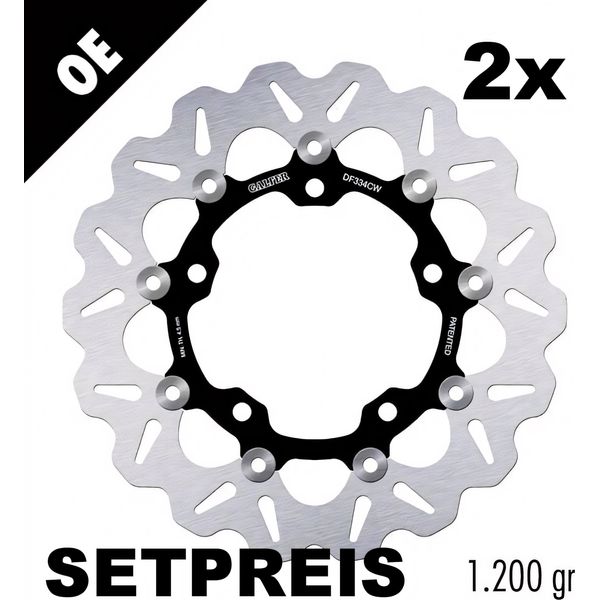 Set Di Dischi Freno Galfer 2X DF334CW Wave® Flottante Anteriore 290X5Mm Per Suzuki Sv S Sf Sfv Gladius 650 Ccm Anno 2007 - 2023-image